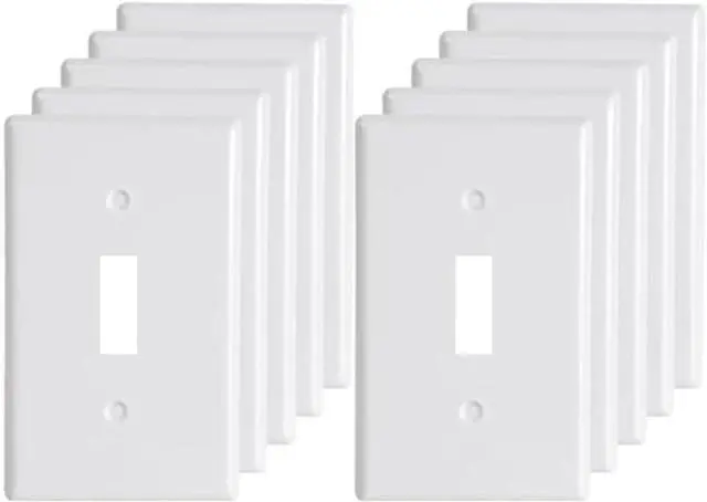 Main image of Single Light Switch Cover Wall Plate for Decorative Toggle Light Switches 1-Gang Electrical Faceplate White (10-Pack)