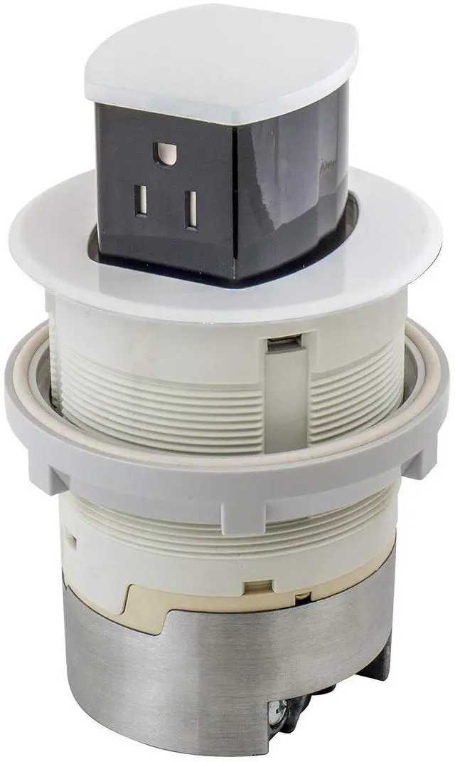Alt view image 2 of 7 - Bryant Electric RCT200W 15A 125V Tamper Resistant Pop-Up Countertop Receptacle Surface Mount, 15 Amp, Powder Coated White