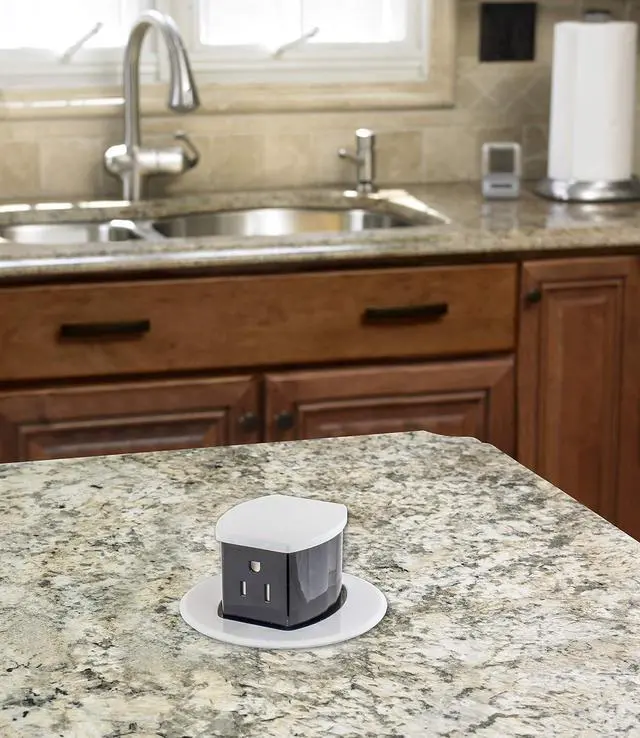 Alt view image 3 of 7 - Bryant Electric RCT200W 15A 125V Tamper Resistant Pop-Up Countertop Receptacle Surface Mount, 15 Amp, Powder Coated White