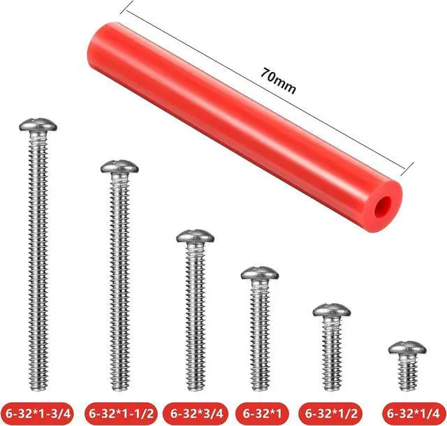 Alt view image 2 of 7 - Zonon 150 Pieces Outlet Spacers Electrical Extender Kit 60 Pcs Outlet Screw Spacers and 90 Pcs 6-32 Thread Round Head Screws for Household and Industrial Electricity, 6 Lengths(Red)