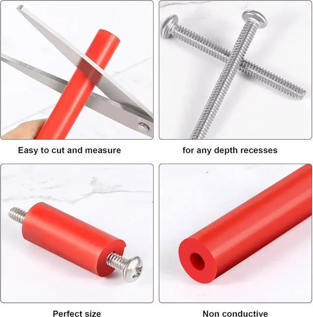 Alt view image 3 of 7 - Zonon 150 Pieces Outlet Spacers Electrical Extender Kit 60 Pcs Outlet Screw Spacers and 90 Pcs 6-32 Thread Round Head Screws for Household and Industrial Electricity, 6 Lengths(Red)