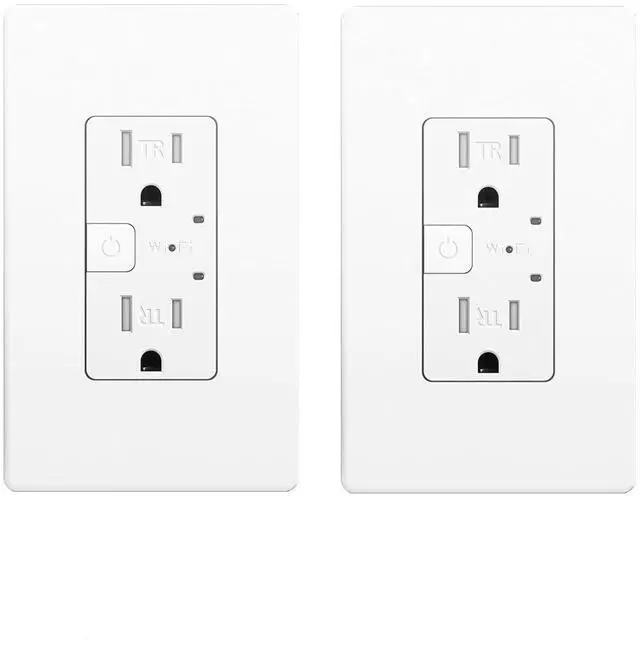 Main image of Smart Wall Outlet, Smart Tamper Resistant Outlet Compatible with Alexa and Google Assistant, Remote Control, ETL & FCC Approvel Samrt Receptacle, Requires 2.4 GHz Wi-Fi, No Hub Required, 2Pack