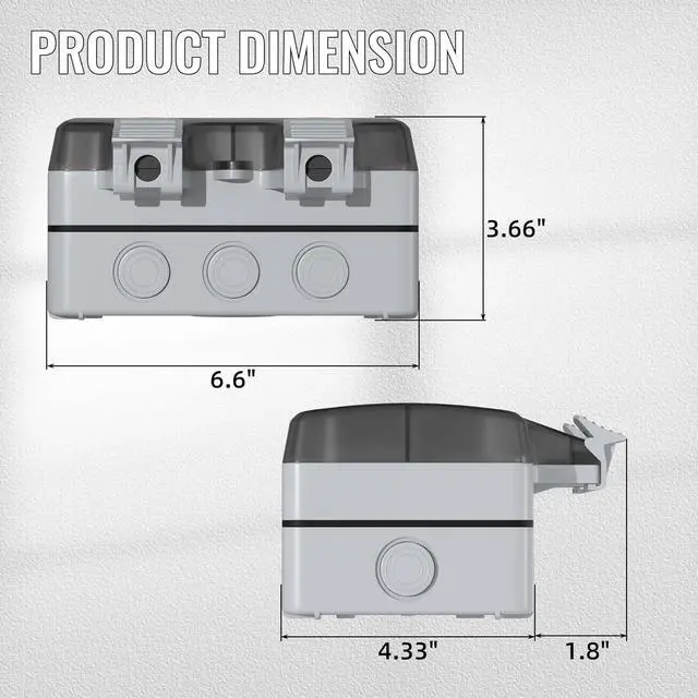Alt view image 2 of 6 - Joinfworld Outdoor Outlet Box, Waterproof Electrical Outlet Box 15A 250V Lockable Outlet Plug Socket Box with LED Indicator (Double Plug Socket)