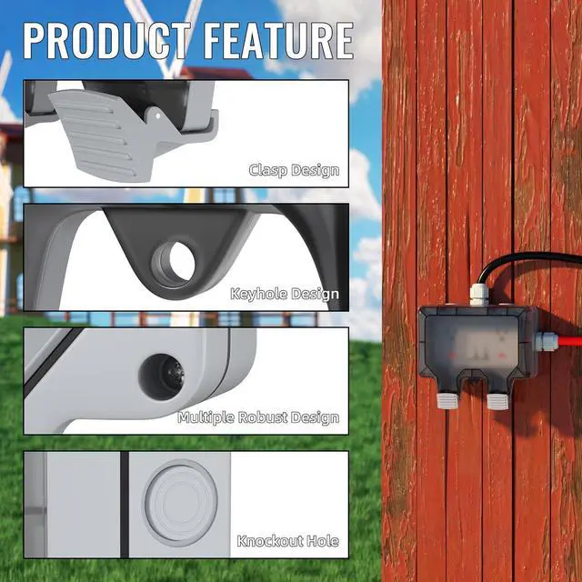 Alt view image 4 of 6 - Joinfworld Outdoor Outlet Box, Waterproof Electrical Outlet Box 15A 250V Lockable Outlet Plug Socket Box with LED Indicator (Double Plug Socket)