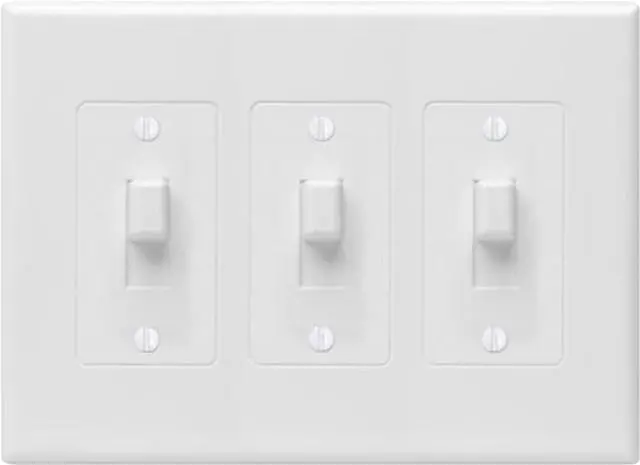 Main image of TayMac 2673W 3-Gang MASQUE Decorator Cover, Toggle, White