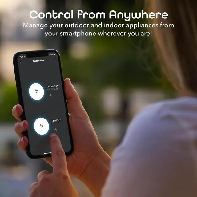 Alt view image 3 of 7 - Geeni Outdoor Duo Wi-Fi Smart Plug, Weatherproof Dual Socket, Wireless Remote Control, Works with Alexa & Google Home, 2 Outlets