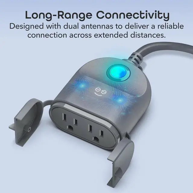 Alt view image 4 of 7 - Geeni Outdoor Duo Wi-Fi Smart Plug, Weatherproof Dual Socket, Wireless Remote Control, Works with Alexa & Google Home, 2 Outlets