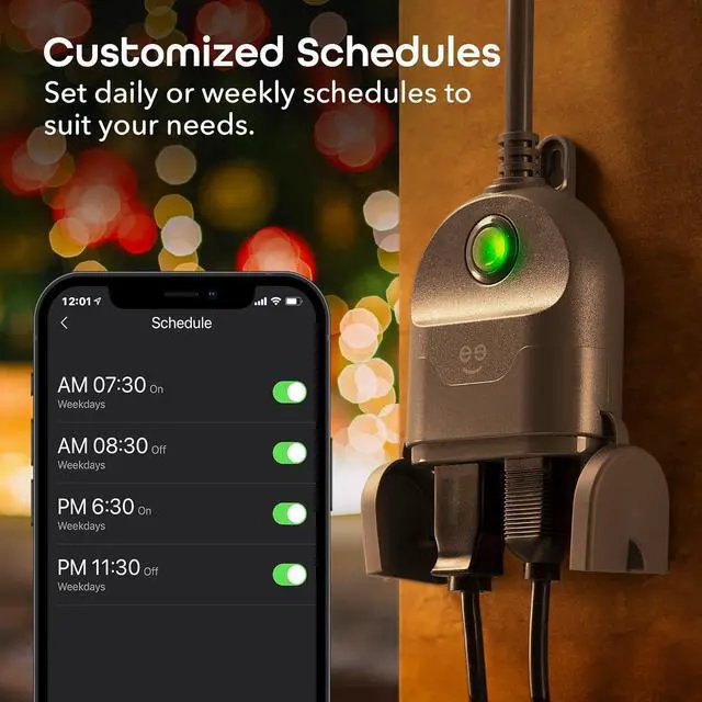 Alt view image 6 of 7 - Geeni Outdoor Duo Wi-Fi Smart Plug, Weatherproof Dual Socket, Wireless Remote Control, Works with Alexa & Google Home, 2 Outlets