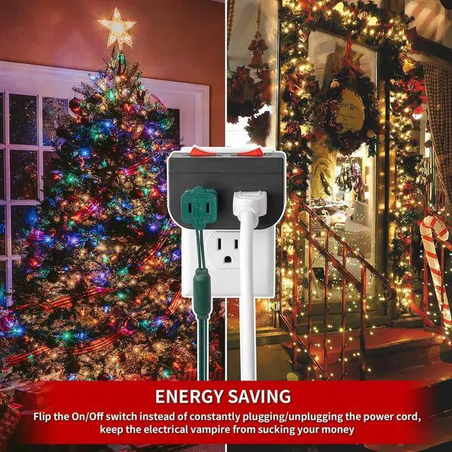 Alt view image 7 of 7 - Grounded Outlet with On Off Switch, Double Port Electrical Outlet Plug Switch, for Cruise Ship, Hard-to-Reach Lamps, Kitchen Appliances, Energy Efficient, 1875W/15A, ETL Listed, Black, 3 Pack