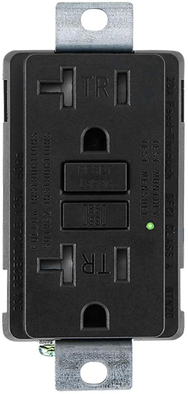 Main image of Generator GFCI Outlet,AC125V 20Amp 60Hz,Meet UL2018,Self-Test Industrial Grade for Industrial Generators and Other Machines,Black (1Pack)