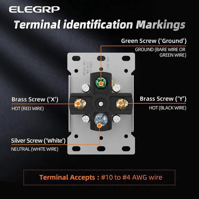 Alt view image 4 of 6 - ELEGRP 50 Amps 125/250V Range Oven Stove Receptacle, Flush Mounting Power Outlet, NEMA 14-50R, Straight Blade Heavy Duty Range Receptacle, Grounding, 3 Pole 4 Wire, UL Listed, 1 Pack