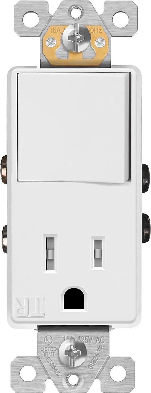 Main image of ENERLITES Switch and Outlet Combo, Combination Decorator Paddle Switch 15A/120VAC with Tamper-Resistant Receptacle Outlet 15A/125VAC, Residential/Commercial Grade, UL Listed, 68625-TR-W, White