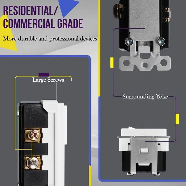 Alt view image 6 of 7 - ENERLITES Switch and Outlet Combo, Combination Decorator Paddle Switch 15A/120VAC with Tamper-Resistant Receptacle Outlet 15A/125VAC, Residential/Commercial Grade, UL Listed, 68625-TR-W, White
