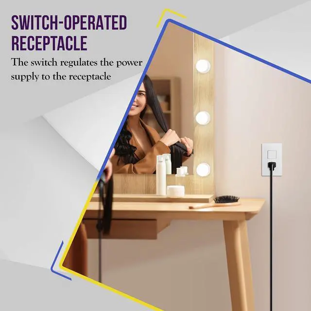 Alt view image 7 of 7 - ENERLITES Switch and Outlet Combo, Combination Decorator Paddle Switch 15A/120VAC with Tamper-Resistant Receptacle Outlet 15A/125VAC, Residential/Commercial Grade, UL Listed, 68625-TR-W, White
