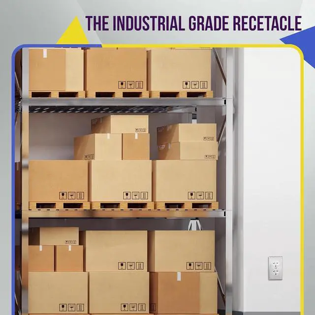 Alt view image 3 of 7 - ENERLITES Duplex Receptacle, 20 Amp Electrical Wall Outlet, Industrial Grade, 2-Pole, 3-Wire, 20A 250V, UL Listed, 62081-W-5PCS, White, 5 Pack