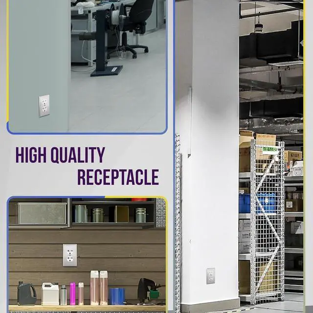 Alt view image 4 of 7 - ENERLITES Duplex Receptacle, 20 Amp Electrical Wall Outlet, Industrial Grade, 2-Pole, 3-Wire, 20A 250V, UL Listed, 62081-W-5PCS, White, 5 Pack