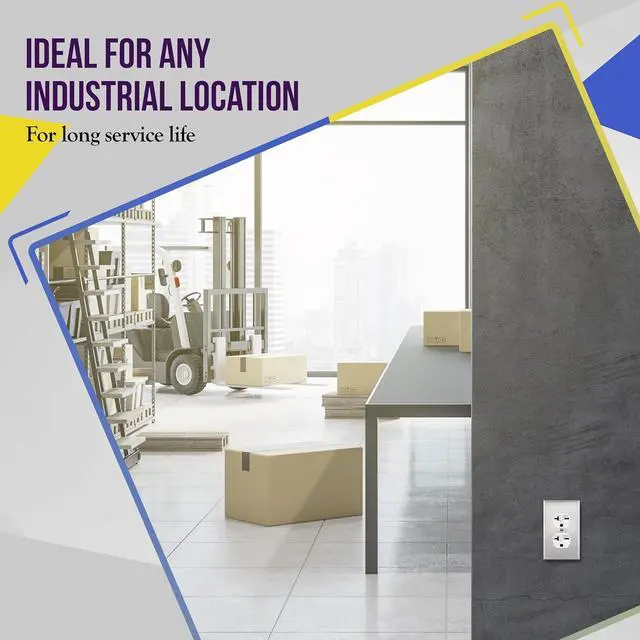 Alt view image 5 of 7 - ENERLITES Duplex Receptacle, 20 Amp Electrical Wall Outlet, Industrial Grade, 2-Pole, 3-Wire, 20A 250V, UL Listed, 62081-W-5PCS, White, 5 Pack