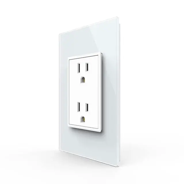 Alt view image 2 of 7 - LIVOLO White US Standard Vertical Duplex Receptacle Electrical Outlets with Tempered Glass Panel(15A),AC 110~220V,Not GFCI Outlet