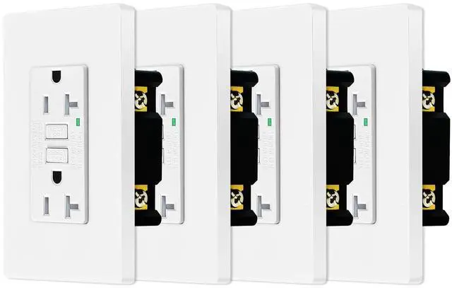 Main image of GFCI Outlet 20Amp,Gfi Elecical Outlet 20a,Outdoor GFCI Receptacles TR Tamper Resistant,GFCI 20A GFCI Outlets Weather Resistant WR,SuperInk Decor Wall Plates Included, ETL Listed, White,4 PK