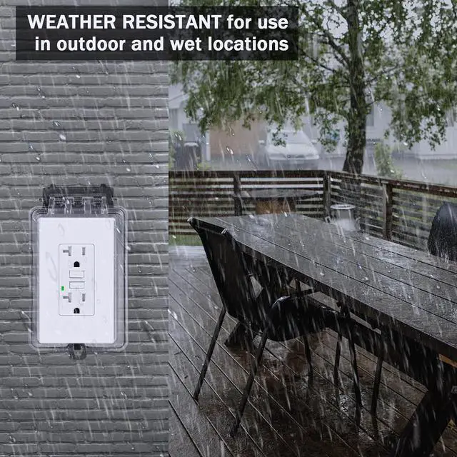 Alt view image 4 of 7 - GFCI Outlet 20Amp,Gfi Elecical Outlet 20a,Outdoor GFCI Receptacles TR Tamper Resistant,GFCI 20A GFCI Outlets Weather Resistant WR,SuperInk Decor Wall Plates Included, ETL Listed, White,4 PK