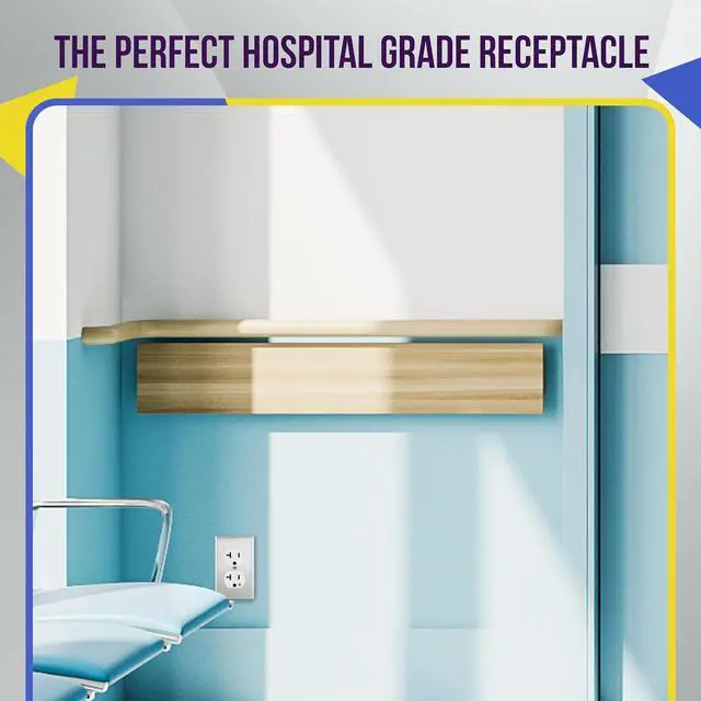 Alt view image 3 of 7 - ENERLITES Hospital Grade Outlet, Industrial Grade Duplex Receptacle, Heavy-Duty Straight Blade Devices, 20A 125VAC, 5-20R, 62020, White