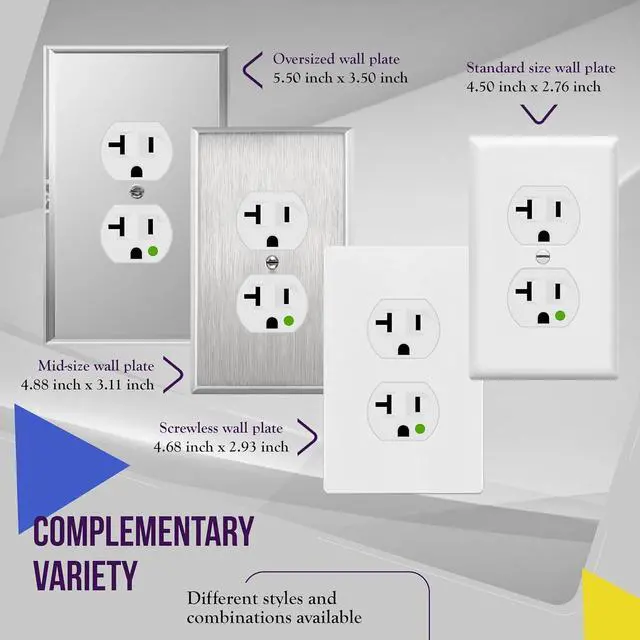 Alt view image 7 of 7 - ENERLITES Hospital Grade Outlet, Industrial Grade Duplex Receptacle, Heavy-Duty Straight Blade Devices, 20A 125VAC, 5-20R, 62020, White
