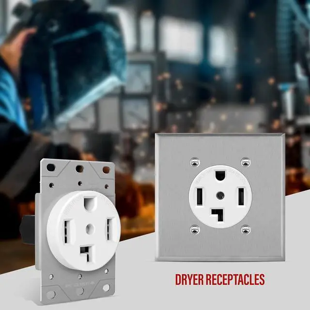 Alt view image 6 of 7 - ENERLITES 30 Amp Electrical Dryer Outlet | NEMA 14-30R, Outdoor/Indoor, Flush Mount Receptacle, 3-Pole, 4 Wire, (10,8,6,4) AWG, Industrial Grade, 125/250V, 66300-W | White, 30A White (Pack of 1)