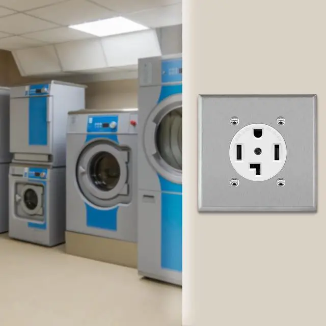 Alt view image 7 of 7 - ENERLITES 30 Amp Electrical Dryer Outlet | NEMA 14-30R, Outdoor/Indoor, Flush Mount Receptacle, 3-Pole, 4 Wire, (10,8,6,4) AWG, Industrial Grade, 125/250V, 66300-W | White, 30A White (Pack of 1)