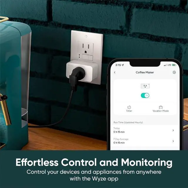 Alt view image 2 of 5 - Smart Plug by Wyze Lifestyle, 2.4GHz Smart Home Wi-Fi Plug Outlet Compatible with Alexa, Google Assistant, IFTTT, 15 A, Remote Control, No Hub Required, 2-Pack, Certified for Humans