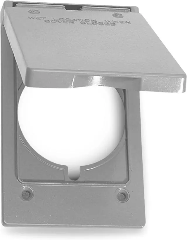 Main image of Sigma Electric, Gray Sigma Engineered Solutions 14244 1-Gang Vertical Round Receptacle Weatherproof Cover, Size