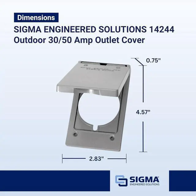 Alt view image 4 of 6 - Sigma Electric, Gray Sigma Engineered Solutions 14244 1-Gang Vertical Round Receptacle Weatherproof Cover, Size
