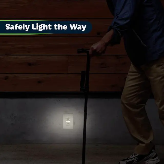 Alt view image 3 of 7 - TOPGREENER LED Guide Light Receptacle with Automatic Daylight Sensor, Night Light Decorator Wall Outlet, Wall Plates Included, 15A Tamper-Resistant Receptacle, Warm White LED, TGL215TR-W-6PCS, White