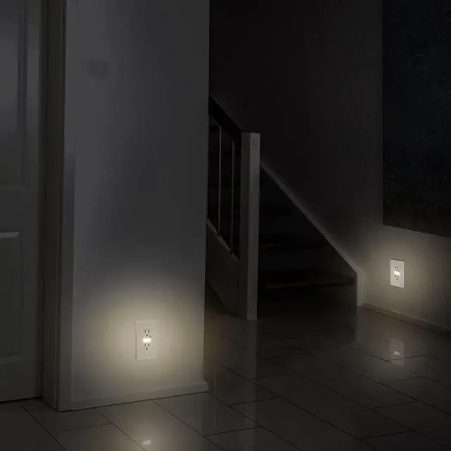 Alt view image 6 of 7 - TOPGREENER LED Guide Light Receptacle with Automatic Daylight Sensor, Night Light Decorator Wall Outlet, Wall Plates Included, 15A Tamper-Resistant Receptacle, Warm White LED, TGL215TR-W-6PCS, White