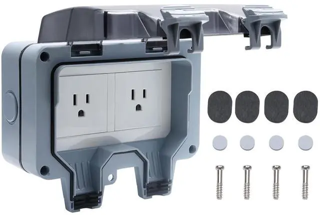 Main image of STARELO 15Amp 2Gang Outdoor Socket Waterproof Socket, Wall Power Socket, IP66 125V 2group Switch Socket Cover, Outdoor Weatherproof Wall Plug Socket Box (2 Gang Switched Socket)