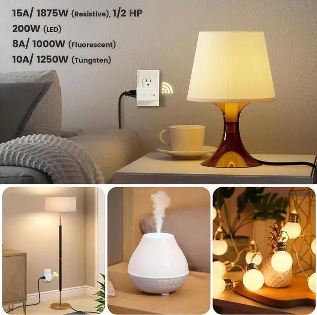 Alt view image 6 of 7 - SURAIELEC 3 Way Wireless Light Switch, Remote Control Outlet, Decorator Rocker Wall Switch, 15 AMP, 100ft RF Range, No Wiring No WiFi, for Plug in Pendant Light, Lamp, Small Electrical Appliance