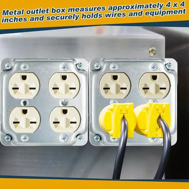 Alt view image 6 of 7 - 4 Set 4 × 4" Electrical Junction Box with Cover Electrical Metal Outlet Box, 21.0 Cu. in. Capacity Receptacle Exposed Work Cover, 1-1/2'' Deep(Double Duplex)