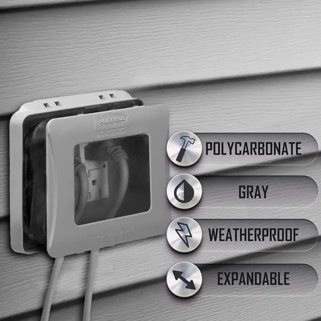 Alt view image 5 of 7 - TayMac ML2500G Two-Gang Weatherproof Expandable Extra Duty In-Use Cover Gray Finish
