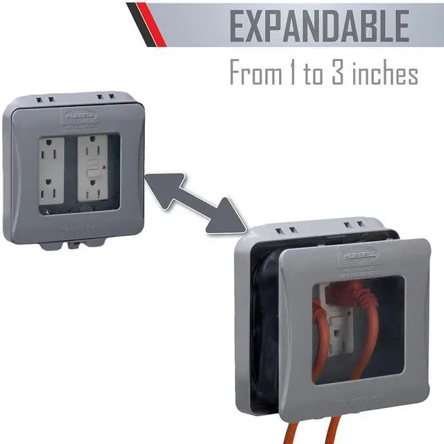 Alt view image 6 of 7 - TayMac ML2500G Two-Gang Weatherproof Expandable Extra Duty In-Use Cover Gray Finish