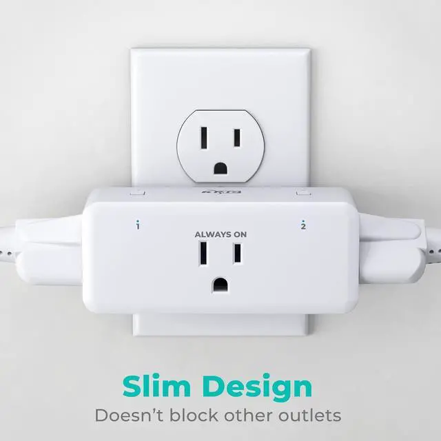 Alt view image 4 of 7 - KMC Smart Plug 4-Pack, Side 3-Outlet Extender, Compatible with Google & Alexa, No Hub Required, WiFi Plugs