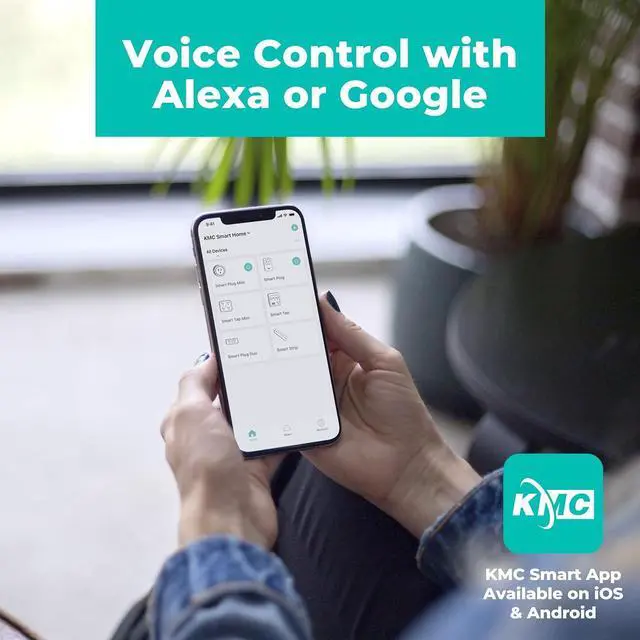 Alt view image 7 of 7 - KMC Smart Plug 4-Pack, Side 3-Outlet Extender, Compatible with Google & Alexa, No Hub Required, WiFi Plugs