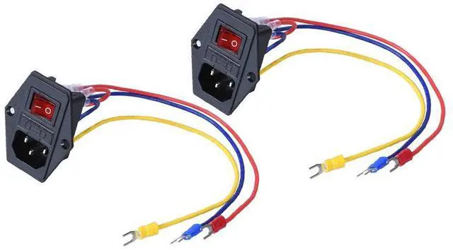 Main image of BIQU 2PCS 10A 250V Rocker Switch Power Socket Inlet Module Plug 5A Fuse Switch with 5Pcs 16-14 AWG Wiring 3 Pin IEC320 C14