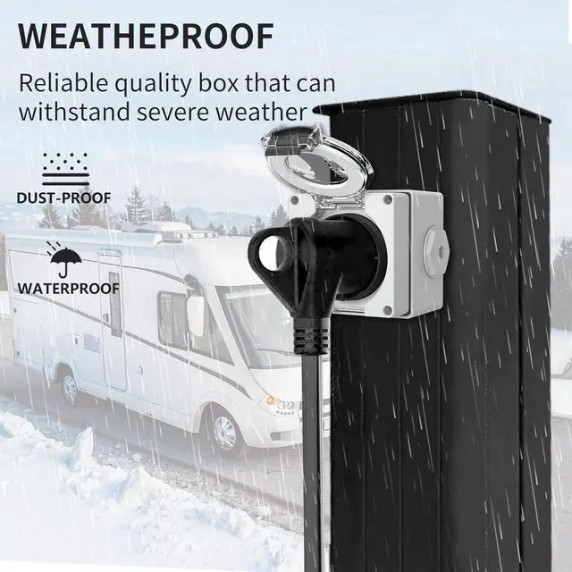 Alt view image 6 of 7 - STARELO 50Amp Power Outlet Box,NEMA 10-50R Receptacle 125/250Volt,Outdoor dustproof and Weatherproof.No Grounding, Outlet for RV,EV,Heavy Duty Industrial Grade Power Receptacle.ETL Listed.