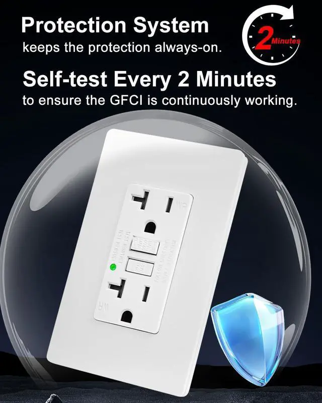 Alt view image 2 of 7 - GFCI Outlet 20 amp GFI Electrical Outlet 20 amp Outdoor GFCI Outlet Weather Resistant Self-Test Exterior Outlet 20amp Ground Fault Outlet GFI Outlet with LED Indicator UL Listed White 5 Pack