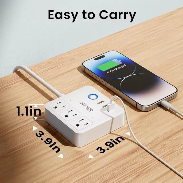 Alt view image 5 of 7 - GHome Smart Plug Power Strip, WiFi Surge Protector Work with Alexa Google Home, Smart Outlets with 3 USB 3 Charging Port, Multi-Plug Extender for Home Office Cruise Travel and Christmas Light, 10A