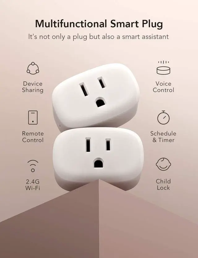 Alt view image 6 of 7 - nooie Bluetooth Smart Plug, WiFi Mini Smart Outlet, Remote/Voice Control, Compatible with Alexa Google Home, Schedule Timer, Child Lock, ETL Certified, 2.4G (2 Packs)