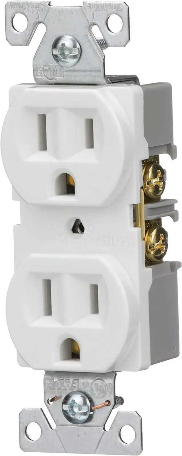 Alt view image 2 of 6 - Eaton BR15W-SP-L 15-Amp, 125-Volt Commercial Grade Back and Side Wire Duplex Receptacle, White