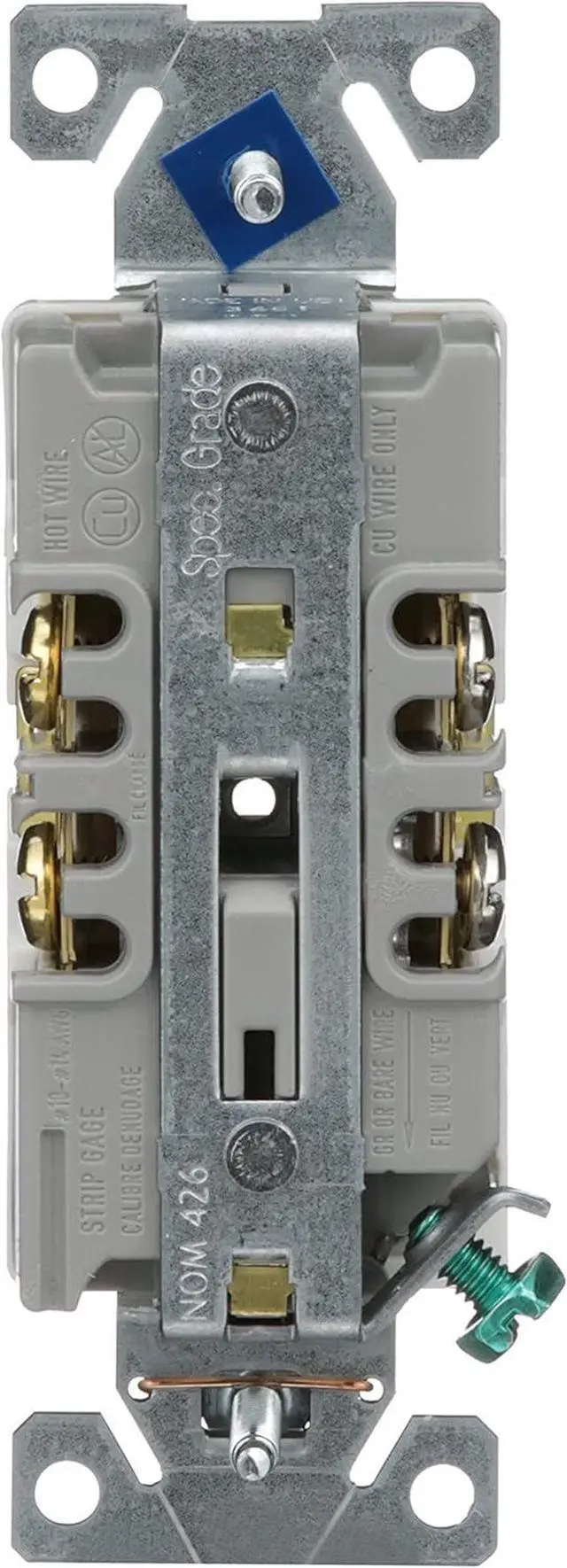 Alt view image 4 of 6 - Eaton BR15W-SP-L 15-Amp, 125-Volt Commercial Grade Back and Side Wire Duplex Receptacle, White