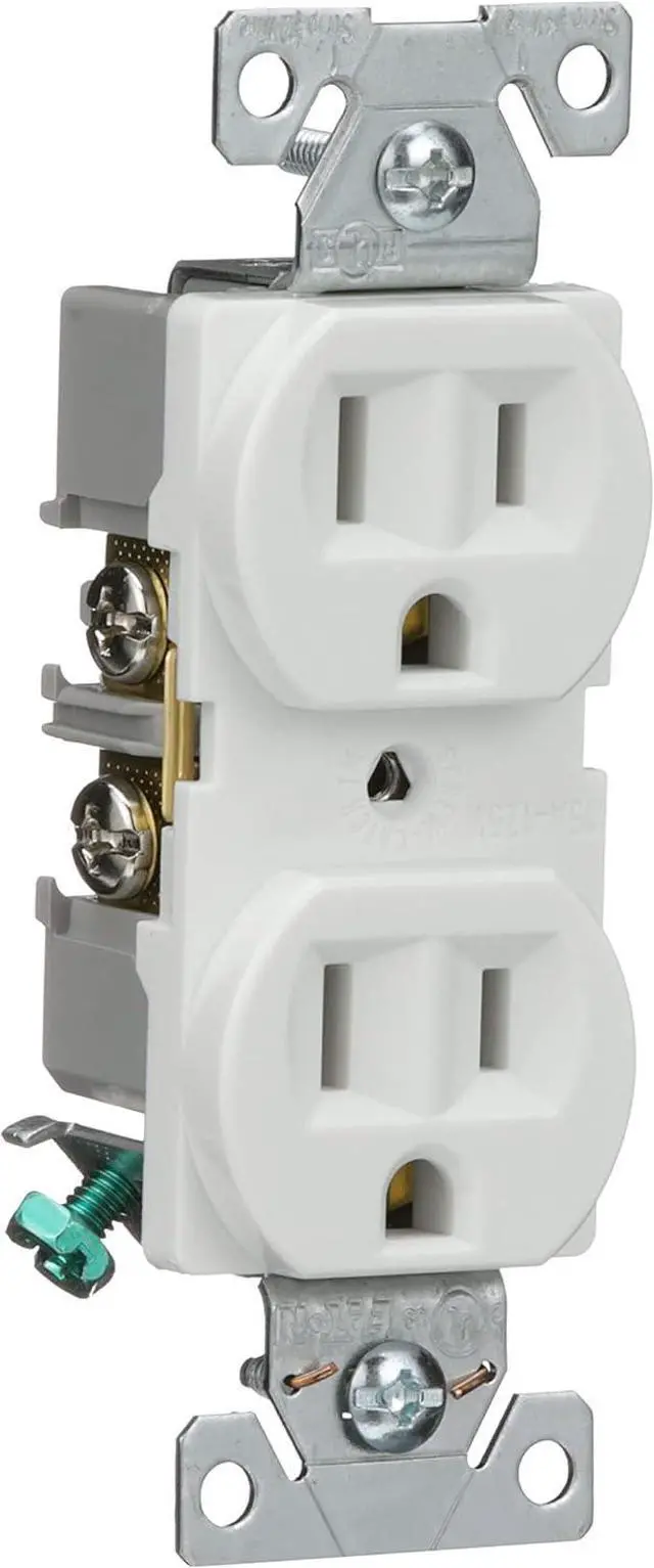 Alt view image 6 of 6 - Eaton BR15W-SP-L 15-Amp, 125-Volt Commercial Grade Back and Side Wire Duplex Receptacle, White