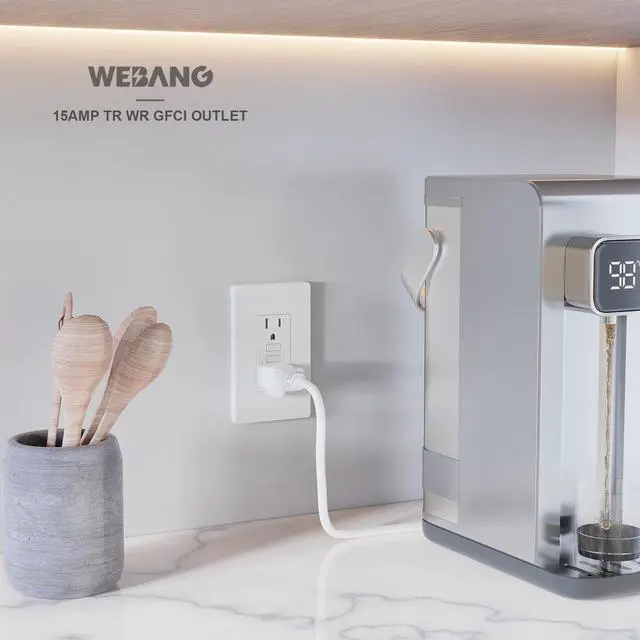 Alt view image 7 of 7 - WEBANG GFCI Outlets, Tamper-Resistant and Weather-Resistant, GFCI Receptacle with LED Indicator, Screwless Wall Plates with Thinner Design, 15 Amp/125 Volt, ETL Listed, Matte White, 10 Pack