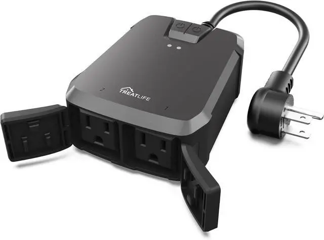 Alt view image 7 of 7 - TREATLIFE Outdoor Smart Plug with 2 Individual Control Outlets, IP64 Weather Resistance, Smart Home Outlet Timer Compatible with Alexa, Google Home and SmartThings, 2.4GHz WiFi Only, No Hub Required